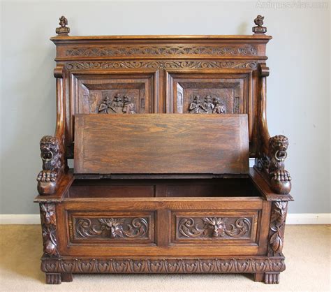 19th Century Carved Monks Bench Oak Settle Antiques Atlas