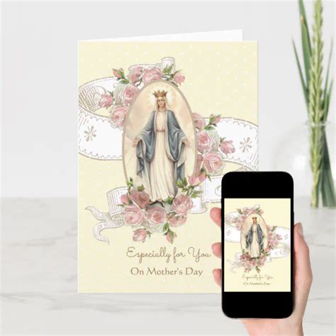 Vintage Blessed Virgin Mary Catholic Mothers Day Card Zazzle