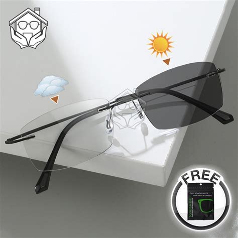 Photochromic Anti Radiation Frameless Glasses For Women Men Rimless