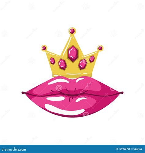 Female Lips Pop Art Style Isolated Icon Stock Vector Illustration Of