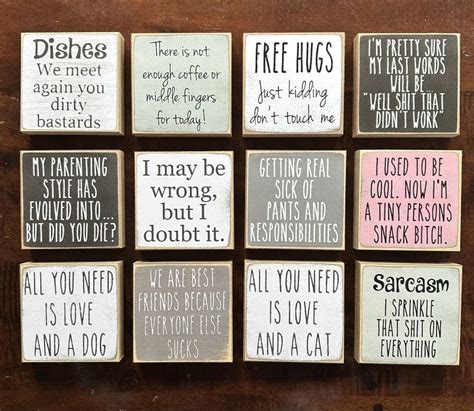 Small Wood Signs Word Blocks Funny Sayings Etsy In 2024 Wood