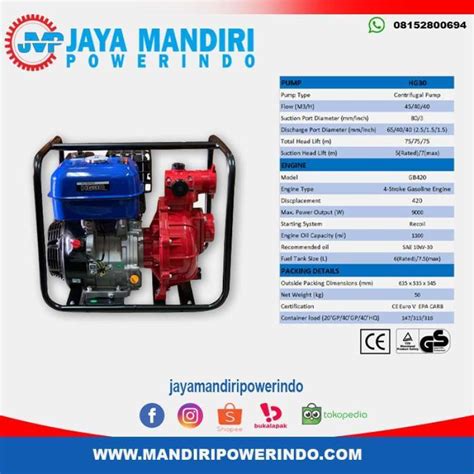 Promo Pompa Pemadam 3Inch Pompa Alkon Tekanan Tinggi Zspower Hg30