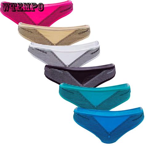 Wtempo 6 Pcslot Women G String Thongs Low Rise Contton Tanga Briefs Sexy Panties Ladies