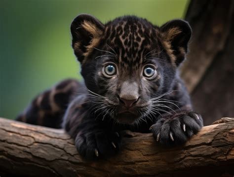 Premium AI Image | Closeup of a cute black panther cub