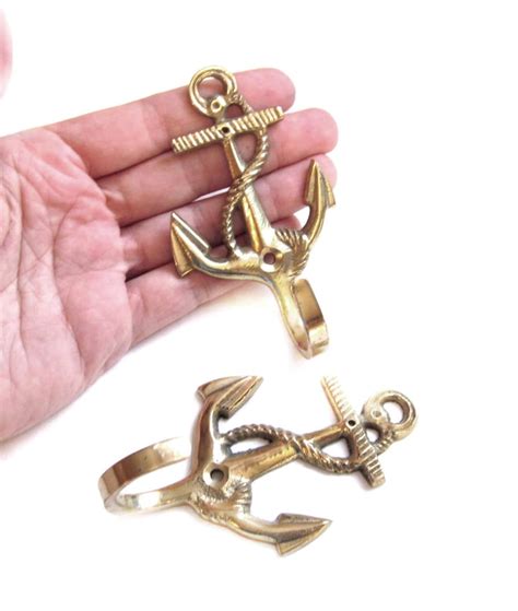 Brass Wall Coat Hooks Nautical Ship Anchor Etsy