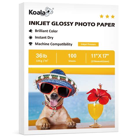 100 Sheets Koala Thin Glossy Photo Paper 11x17 36lb Picture Paper For