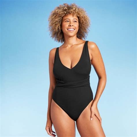 Womens Ribbed Plunge Twist Front One Piece Swimsuit Shade And Shore