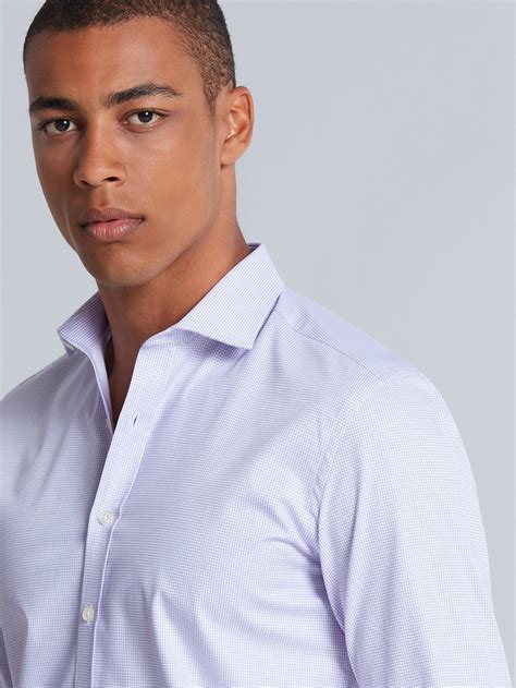 Chemise cintrée Lenny à carreaux parme Petit Col Parme Twill