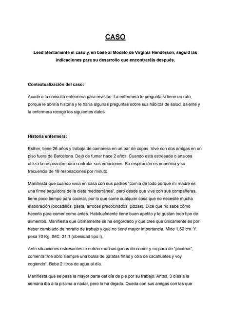 Caso clínico fonaments CASO Leed atentamente el caso y en base al