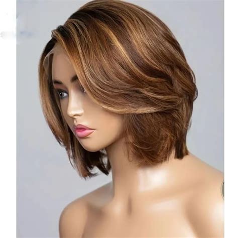 Amazon Oulaer Highlight Blonde Pixie Bob Wigs Human Hair For