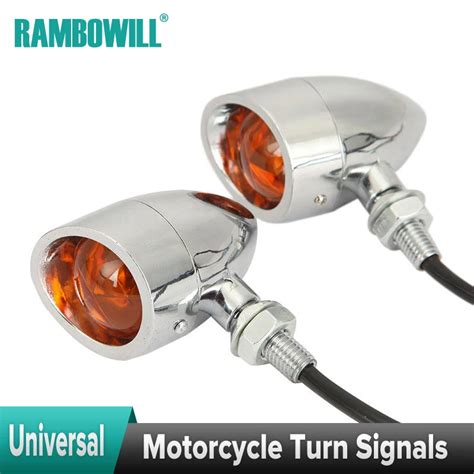 4 Pcs Chrome Bullet Retro Universal Motorcycle Turn Signals Tail Rear