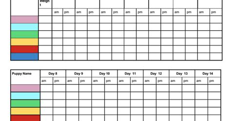 FREE Printable Whelping Litter Weight Charts