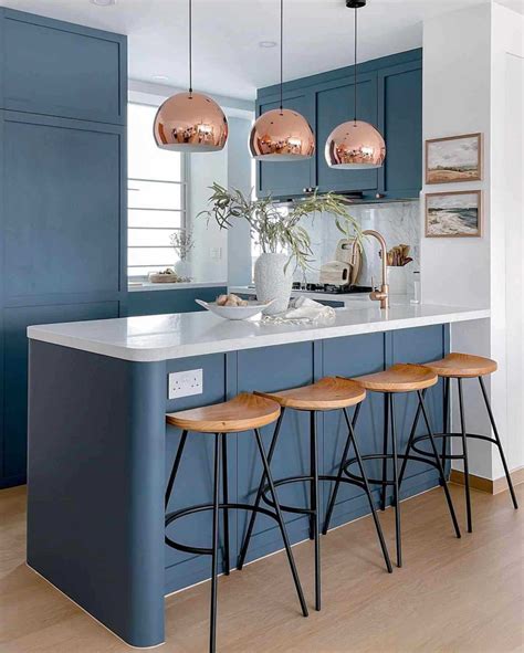 Ide Desain Dapur Perpaduan Warna Navy Desainnya Cantik