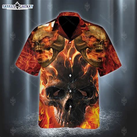 Burning Skull Hawaiian Shirt For Men Women Skulls Galaxy