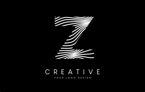 Warp Zebra Lines Letter Z logo Design with Black and White Lines and ...