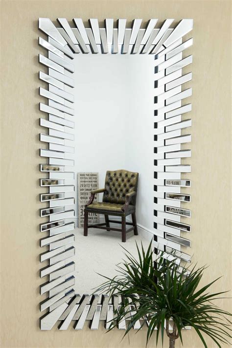 Extra Large Modern Unique 3d Sunburst All Glass Venetian Rectangular Wall Mirror 5055781824869