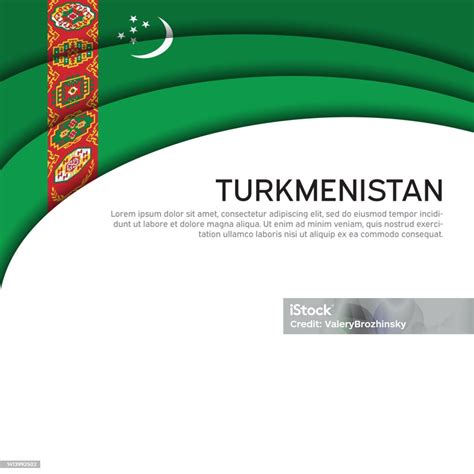 Abstract Waving Turkmenistan Flag State Patriotic Turkmen Cover Flyer