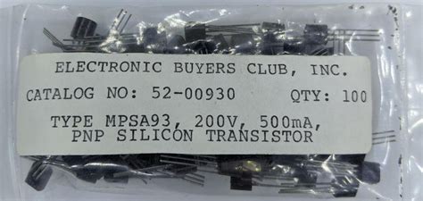 Mpsa93 Power Transistor Packs Of 10 100 500 1000 200v 500ma Pnp Bino04