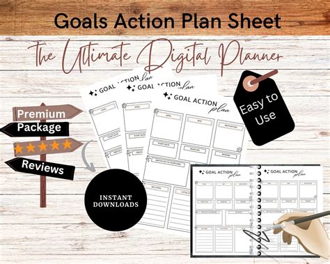 Goals Action Plan Sheet Fillable Pdf Ready to Print Microsoft Word ...