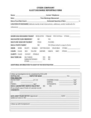 Fillable Online Illicit Discharge Report Form Docx Fax Email Print