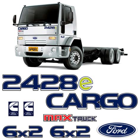 Kit Adesivos Ford Cargo E Emblema Resinado Grande Azul Sportinox