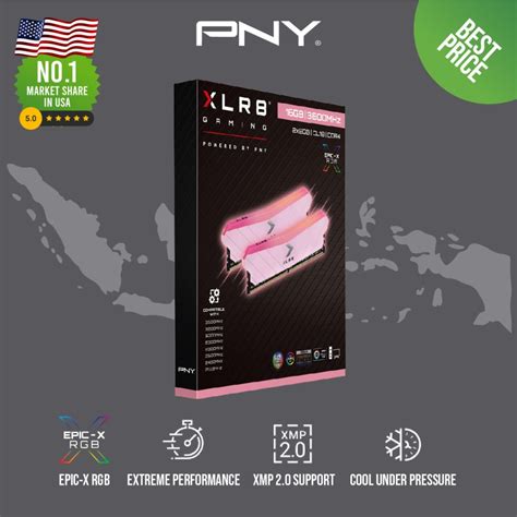 Jual Memory RAM PNY XLR8 16GB KIT 2x8GB DDR4 3600MHz RGB Pink Edition