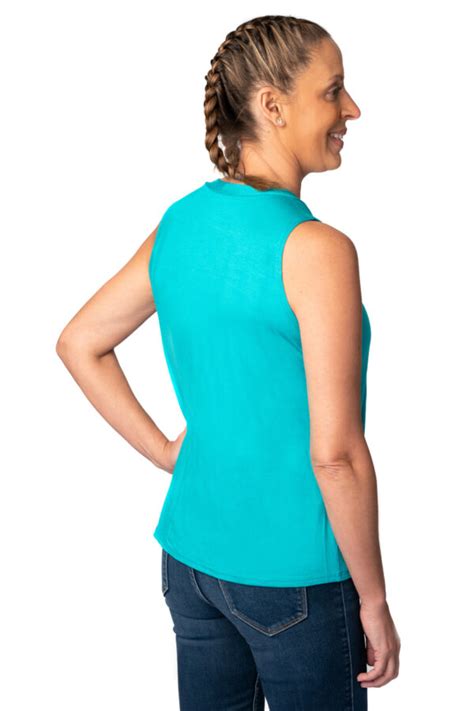 Teal Post Mastectomy Camisole With Inner Drain Pockets