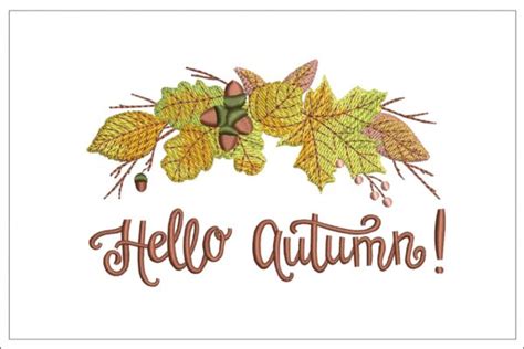 Hello Autumn Embroidery Design