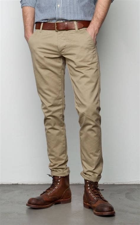 Mens Fashion Khaki Chinos Khaki Pants Boot Bag Scandi Style