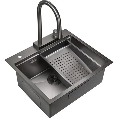 Кухонная мойка со смесителем MILACIO Denia 57 Steel сталь воронёная MC ...