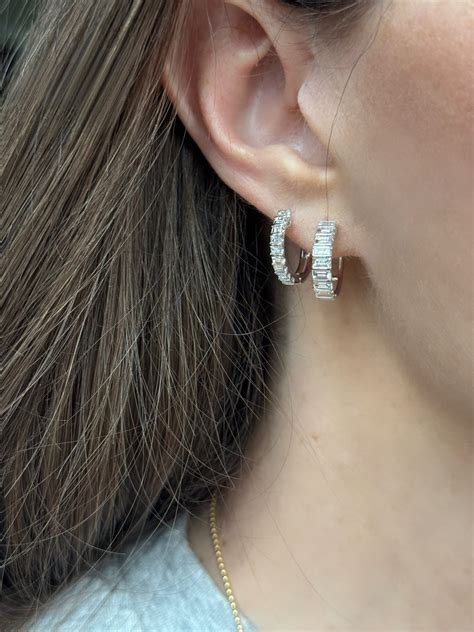 Petite Bar Set Diamond Baguette Hoop Earrings – Nicole Rose Fine Jewelry