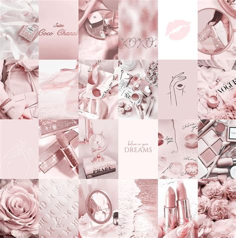 Blush Pink Wall Collage Kit Aesthetic 2 Dusty Pink Trendy Etsy Soft