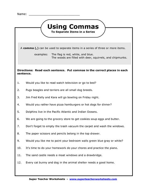 Practice Using Commas