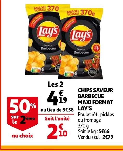 Lay S Chips Saveur Barbecue Maxi Format Les 2 X 370g Promotie Bij Auchan