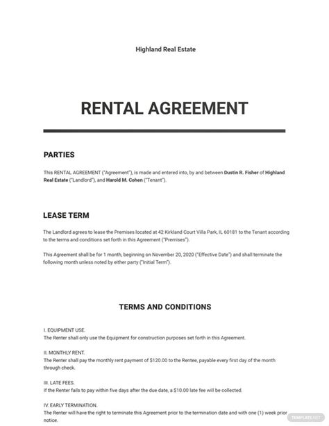 Google Docs Rental Agreement Template