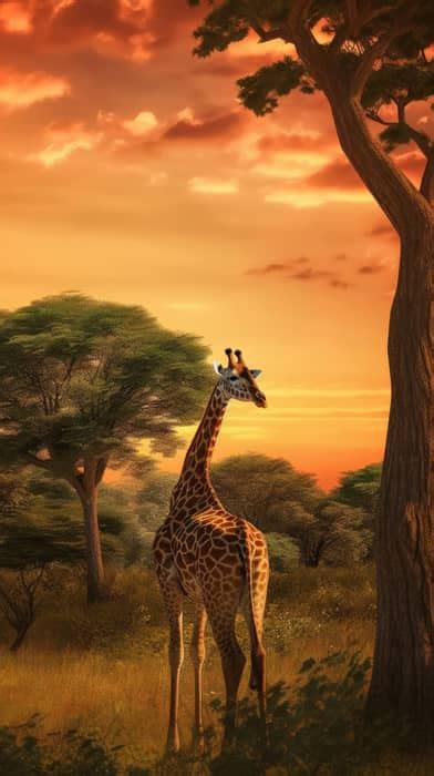 A 4K ultra HD mobile wallpaper depicting a magnificent African Giraffe ...