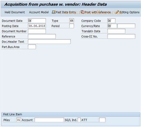 F 90 Sap Tcode Acquisition From Purchase W Vendor