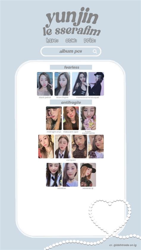 Yunjin Photocard Template Le Sserafim Photo Card Template Photocard