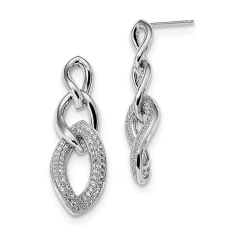 Buy Sterling Silver And Zirconia Dangle Earrings 29 Mm Apmex