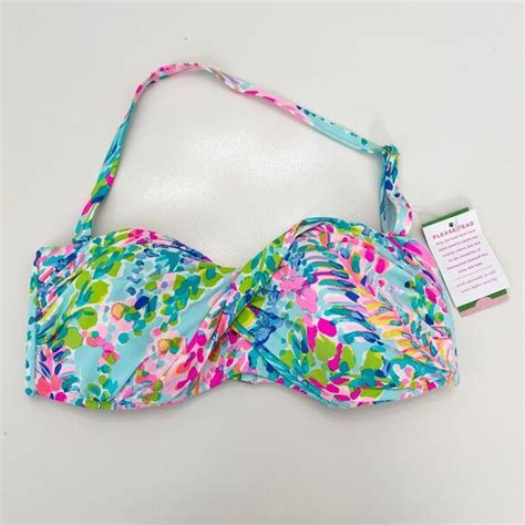Lilly Pulitzer Swim Lilly Pulitzer Catch The Wave Lined Cay Twist Bandeau Bikini Top Size