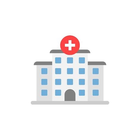 Hospital Building Icon In Flat Style Medical Clinic Vector Illustration