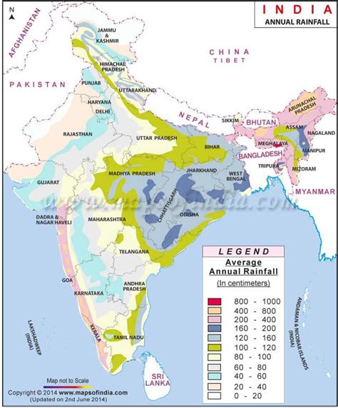 India Annual Rainfall Distribution Map