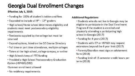 Georgia Dual Enrollment Changes Effective July