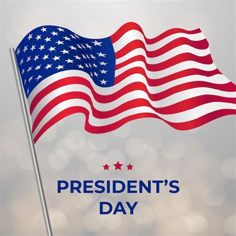 Realistic president's day event with flag | Free Vector