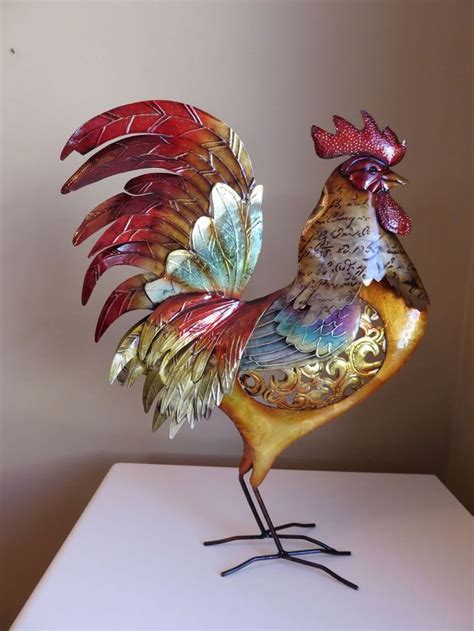 Metal Red Rooster Decor 19 In Home Decor Kitchen Restaurant Morning