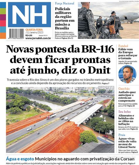 Capa Jornal Nh Edi O Quarta De Janeiro De