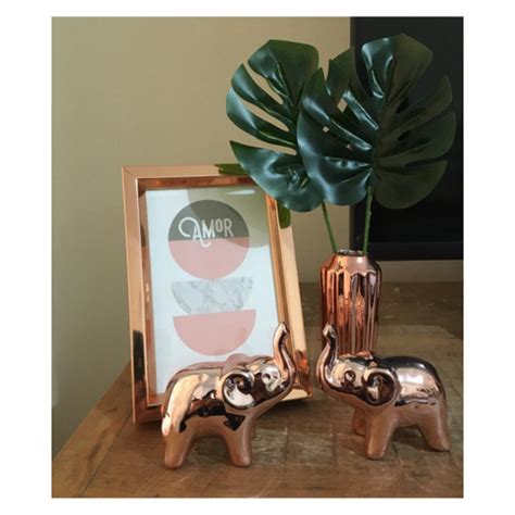 Kit Pcs Porta Retrato Vaso Elefante Rose Gold Sala Quarto No Shoptime