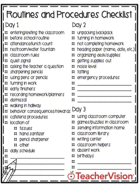 First Day Of School Checklist | Back to School | TeacherVision | School checklist, School ...