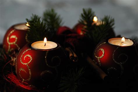 four brightly decorated advent candles for christmas 6090730 Stock ...