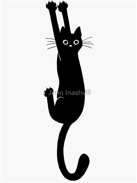 "Black Cat Holding On" Sticker by ShortCoffee | Redbubble Cat Silouette ...